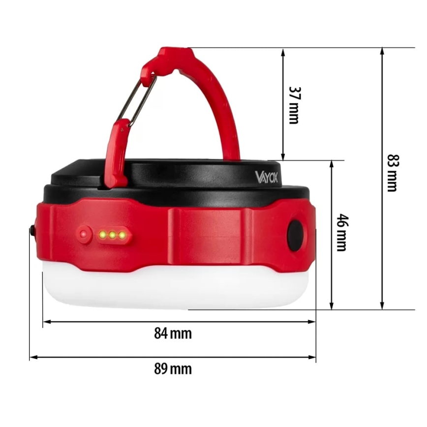 LED Pritemdomas įkraunamas saulės žibintuvėlis su maitinimo bloko funkcija LED/3W/5V 3000/4000/6500K IPX6 500 blizgus 2000 mAh