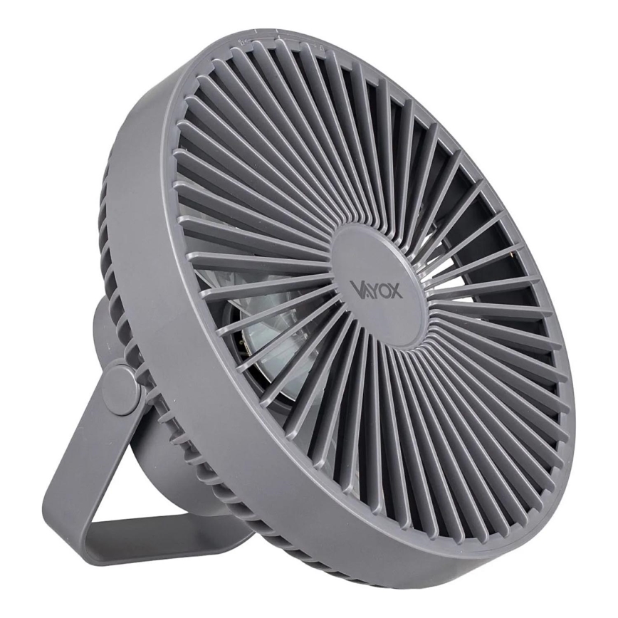 LED Įkraunamas stalas ventiliatorius su LED apšvietimu LED/2W/5V USB 2400 mAh pilka