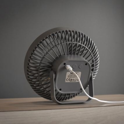 LED Įkraunamas stalas ventiliatorius su LED apšvietimu LED/2W/5V USB 2400 mAh pilka