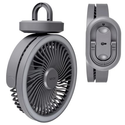 LED Įkraunamas stalas ventiliatorius su LED apšvietimu LED/3W/5V USB 2400 mAh pilka