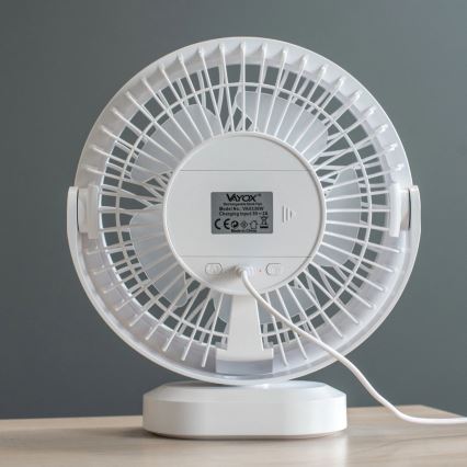 Įkraunamas LED stalinis ventiliatorius su LED apšvietimu LED/3W/5V USB 2400 mAh baltas