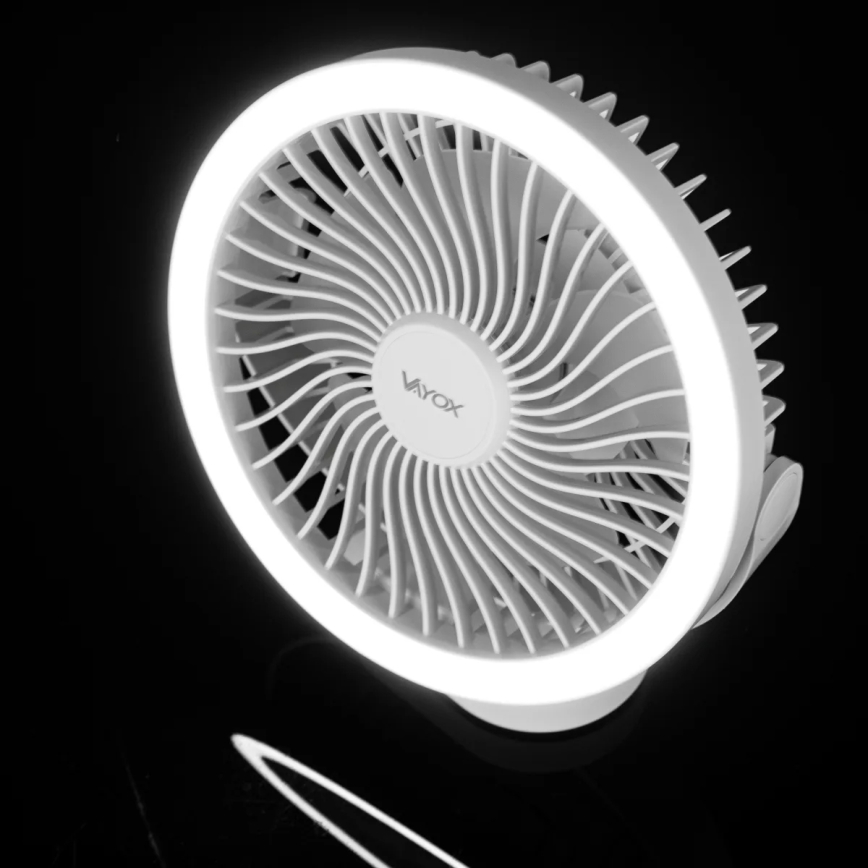 Įkraunamas LED stalinis ventiliatorius su LED apšvietimu LED/3W/5V USB 2400 mAh baltas