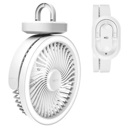 Įkraunamas LED stalinis ventiliatorius su LED apšvietimu LED/3W/5V USB 2400 mAh baltas
