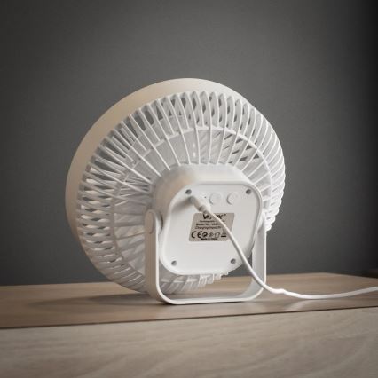 Įkraunamas LED stalinis ventiliatorius su LED apšvietimu LED/2W/5V USB 2400 mAh baltas