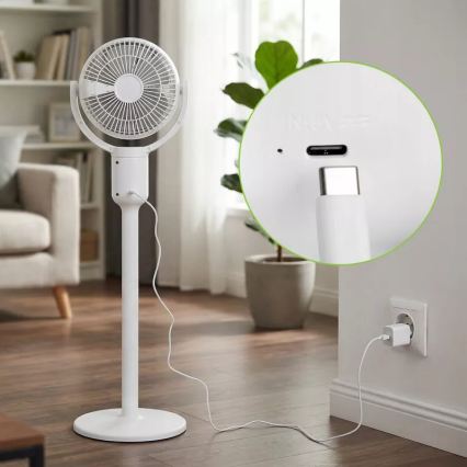LED įkraunamas pastatomas ventiliatorius su LED apšvietimu LED/4,8W/5V USB 7200 mAh balta + nuotolinis pultas