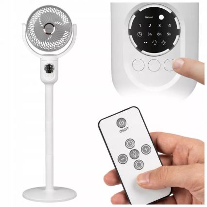 LED įkraunamas pastatomas ventiliatorius su LED apšvietimu LED/4,8W/5V USB 7200 mAh balta + nuotolinis pultas