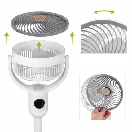 LED įkraunamas pastatomas ventiliatorius su LED apšvietimu LED/4,8W/5V USB 7200 mAh balta + nuotolinis pultas