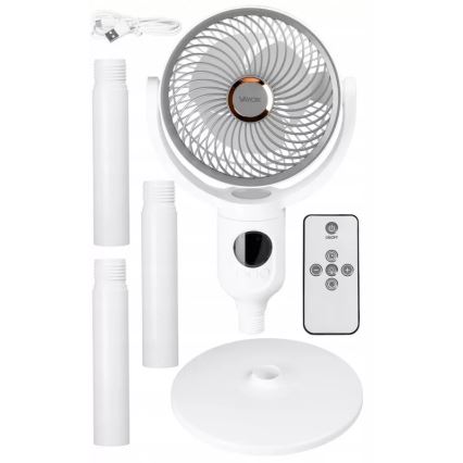 LED įkraunamas pastatomas ventiliatorius su LED apšvietimu LED/4,8W/5V USB 7200 mAh balta + nuotolinis pultas