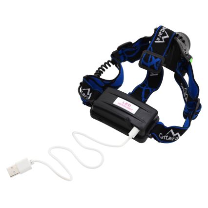 LED Įkraunamas žibintuvėlis ant galvos LED/6W/7,4V 5600 mAh IP44 juoda/mėlyna