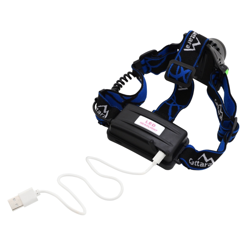 LED Įkraunamas žibintuvėlis ant galvos LED/6W/7,4V 5600 mAh IP44 juoda/mėlyna