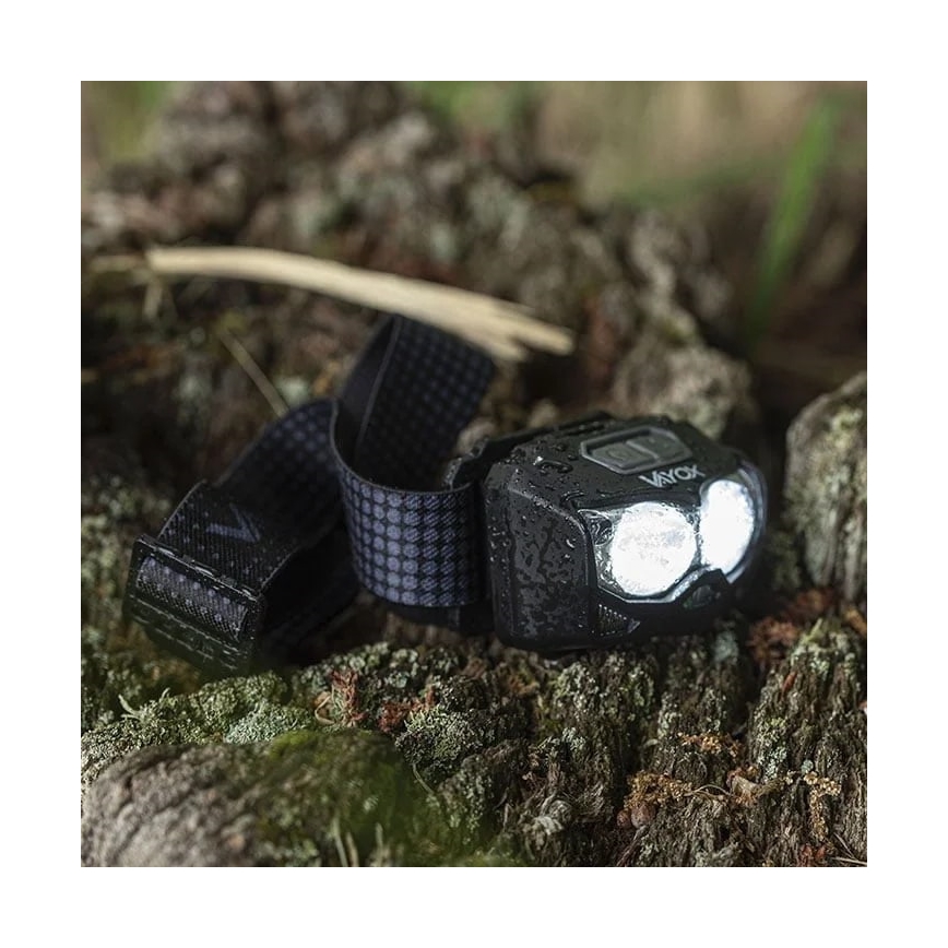 LED Pritemdomas įkraunamas galvos žibintas su jutikliu ir raudonas šviestuvas 2xLED/5W/5V/3xAAA IP65 500 blizgus 1200 mAh