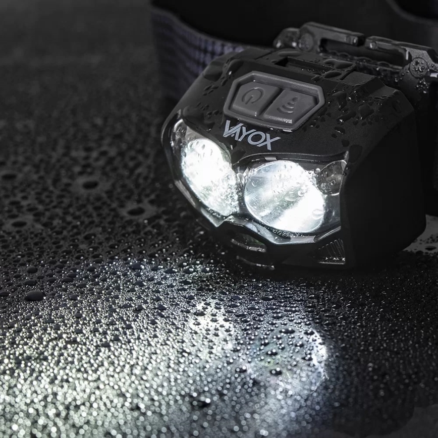 LED Pritemdomas įkraunamas galvos žibintas su jutikliu ir raudonas šviestuvas 2xLED/5W/5V/3xAAA IP65 500 blizgus 1200 mAh
