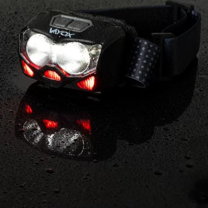 LED Pritemdomas įkraunamas galvos žibintas su jutikliu ir raudonas šviestuvas 2xLED/5W/5V/3xAAA IP65 500 blizgus 1200 mAh