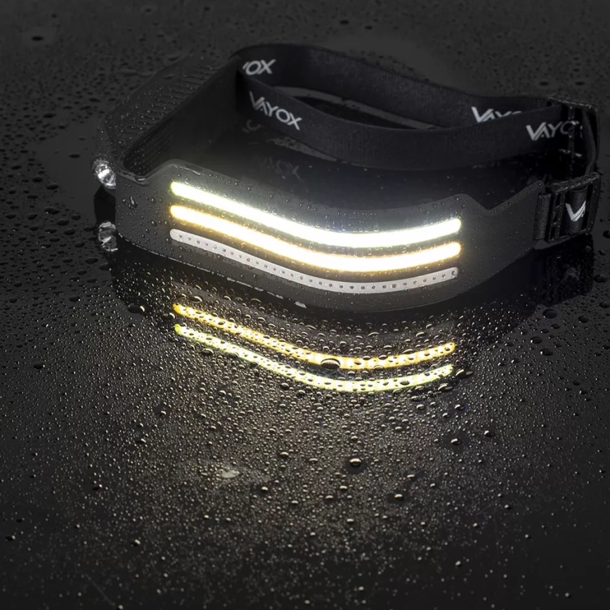 LED Pritemdomas įkraunamas galvos žibintas su jutikliu ir raudonas šviestuvas 4xLED/5V IP44 300 blizgus 1200 mAh
