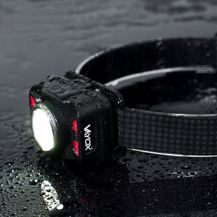 LED Pritemdomas įkraunamas galvos žibintas su jutikliu ir raudonas šviestuvas LED/15W/5V IP66 430 blizgus 1800 mAh
