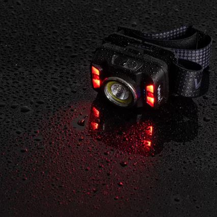 LED Pritemdomas įkraunamas galvos žibintas su jutikliu ir raudonas šviestuvas LED/15W/5V IP66 430 blizgus 1800 mAh