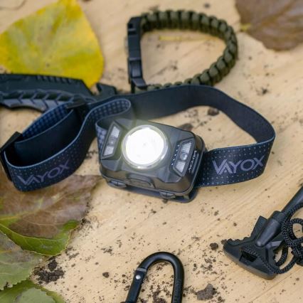 LED Pritemdomas įkraunamas galvos žibintas su jutikliu ir raudonas šviestuvas LED/15W/5V IP66 430 blizgus 1800 mAh