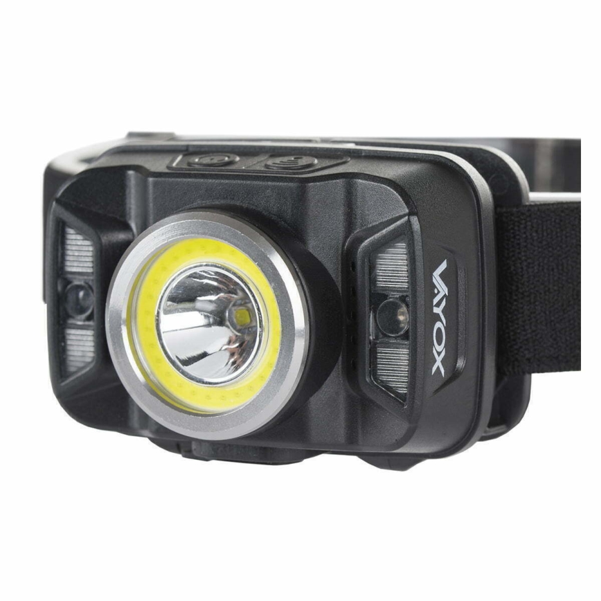 LED Pritemdomas įkraunamas galvos žibintas su jutikliu ir raudonas šviestuvas LED/15W/5V IP66 430 blizgus 1800 mAh