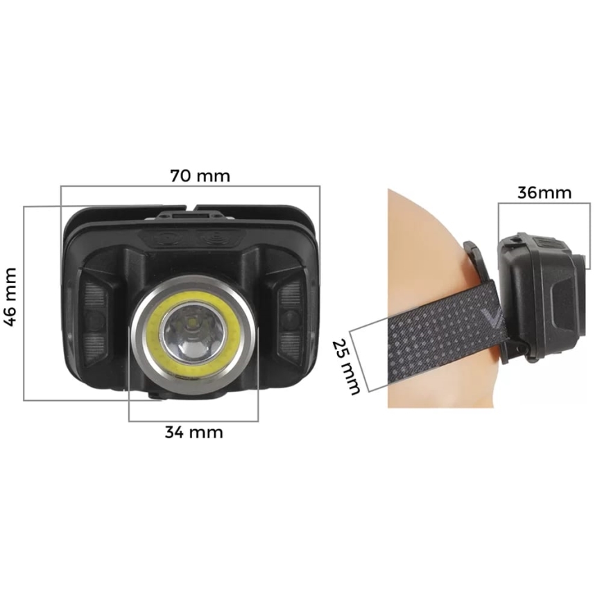 LED Pritemdomas įkraunamas galvos žibintas su jutikliu ir raudonas šviestuvas LED/15W/5V IP66 430 blizgus 1800 mAh