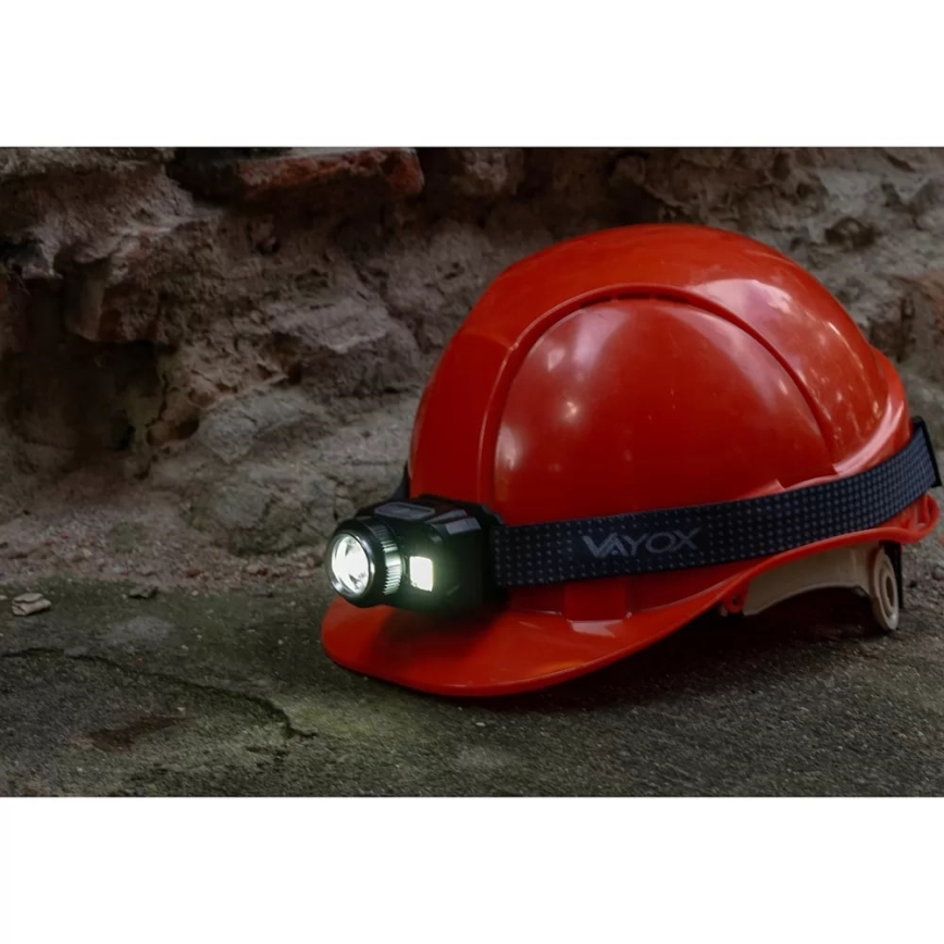 LED Pritemdomas įkraunamas galvos žibintas su jutikliu ir raudonas šviestuvas LED/6W/5V/3xAAA IP44 500 blizgus 1200 mAh