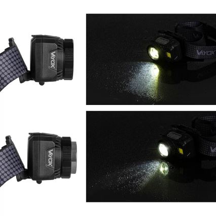 LED Pritemdomas įkraunamas galvos žibintas su jutikliu ir raudonas šviestuvas LED/6W/5V/3xAAA IP44 500 blizgus 1200 mAh