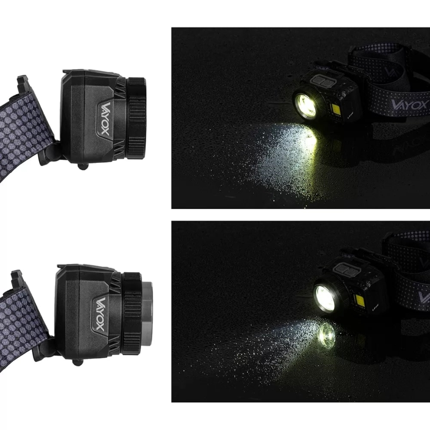 LED Pritemdomas įkraunamas galvos žibintas su jutikliu ir raudonas šviestuvas LED/6W/5V/3xAAA IP44 500 blizgus 1200 mAh