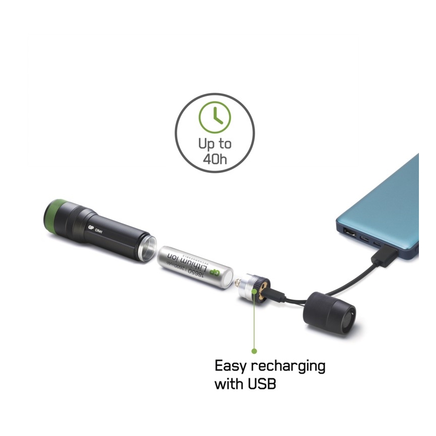 LED Įkraunamas žibintuvėlis GP DISCOVERY CR41 LED/Li-lon 3,7V IPX7