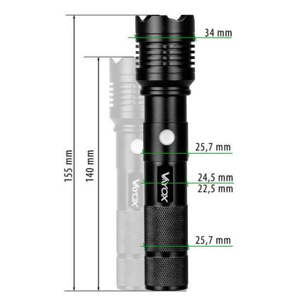 LED Įkraunamas žibintuvėlis LED/10W/5V IPX4 800 blizgus 1200 mAh