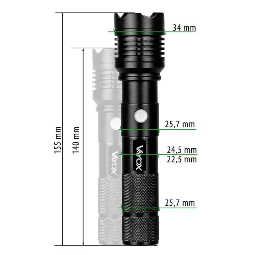 LED Įkraunamas žibintuvėlis LED/10W/5V IPX4 800 blizgus 1200 mAh