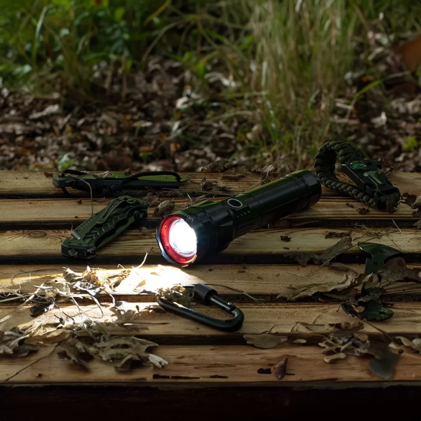 LED Pritemdomas įkraunamas žibintuvėlis su maitinimo bloku funkcija LED/30W/5V IPX5 1060 blizgus 5000 mAh