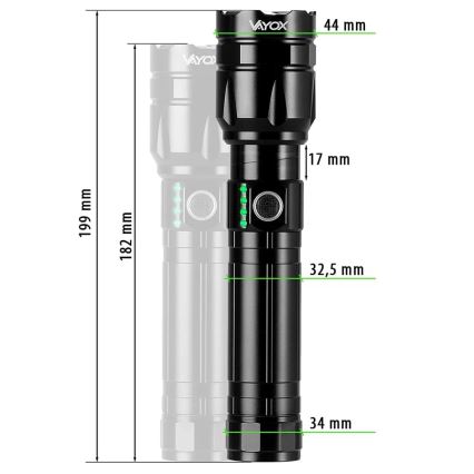 LED Pritemdomas įkraunamas žibintuvėlis su maitinimo bloku funkcija LED/30W/5V IPX5 1060 blizgus 5000 mAh