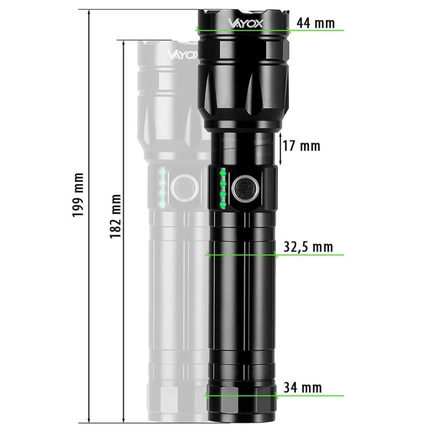 LED Pritemdomas įkraunamas žibintuvėlis su maitinimo bloku funkcija LED/30W/5V IPX5 1060 blizgus 5000 mAh