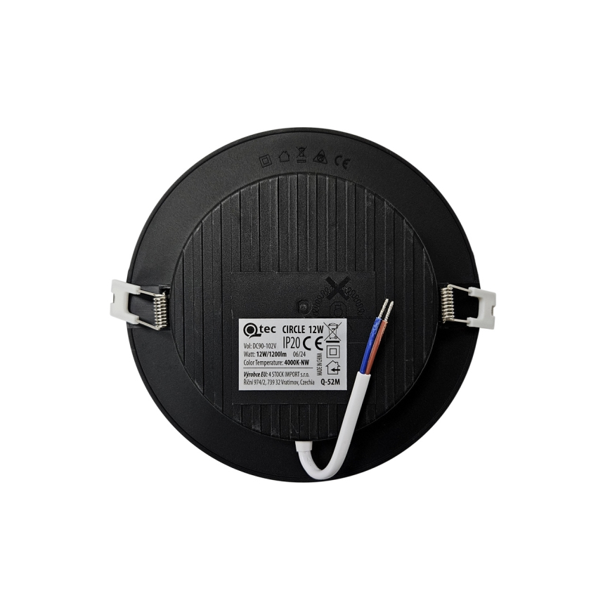 LED įleidžiamas lubinis šviestuvas CIRCLE LED/12W/230V 4000K diametras 17 cm juoda