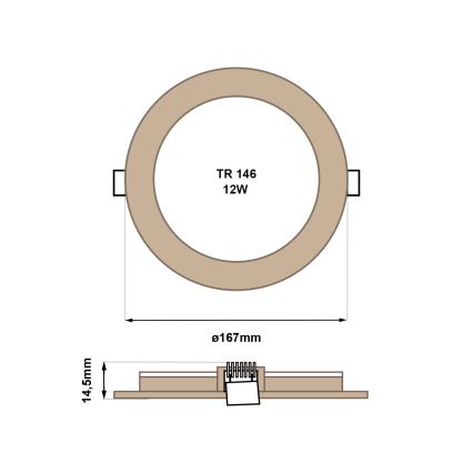 LED įleidžiamas lubinis šviestuvas CIRCLE LED/12W/230V 4200K diametras 16,7 cm ruda