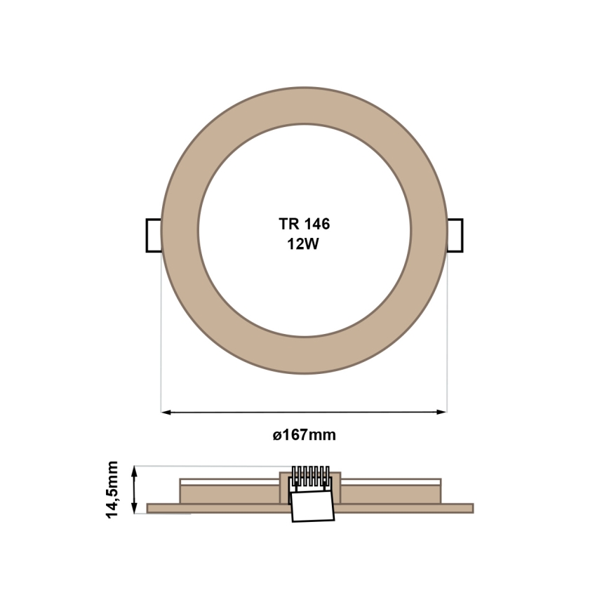 LED įleidžiamas lubinis šviestuvas CIRCLE LED/12W/230V 4200K diametras 16,7 cm ruda