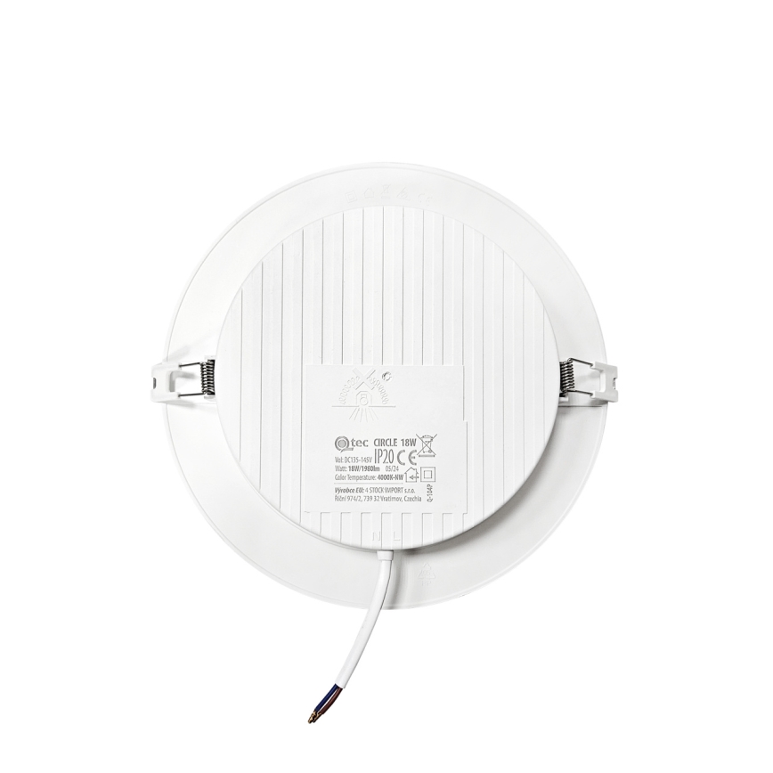 LED įleidžiamas lubinis šviestuvas CIRCLE LED/18W/230V 4000K diametras 22 cm balta