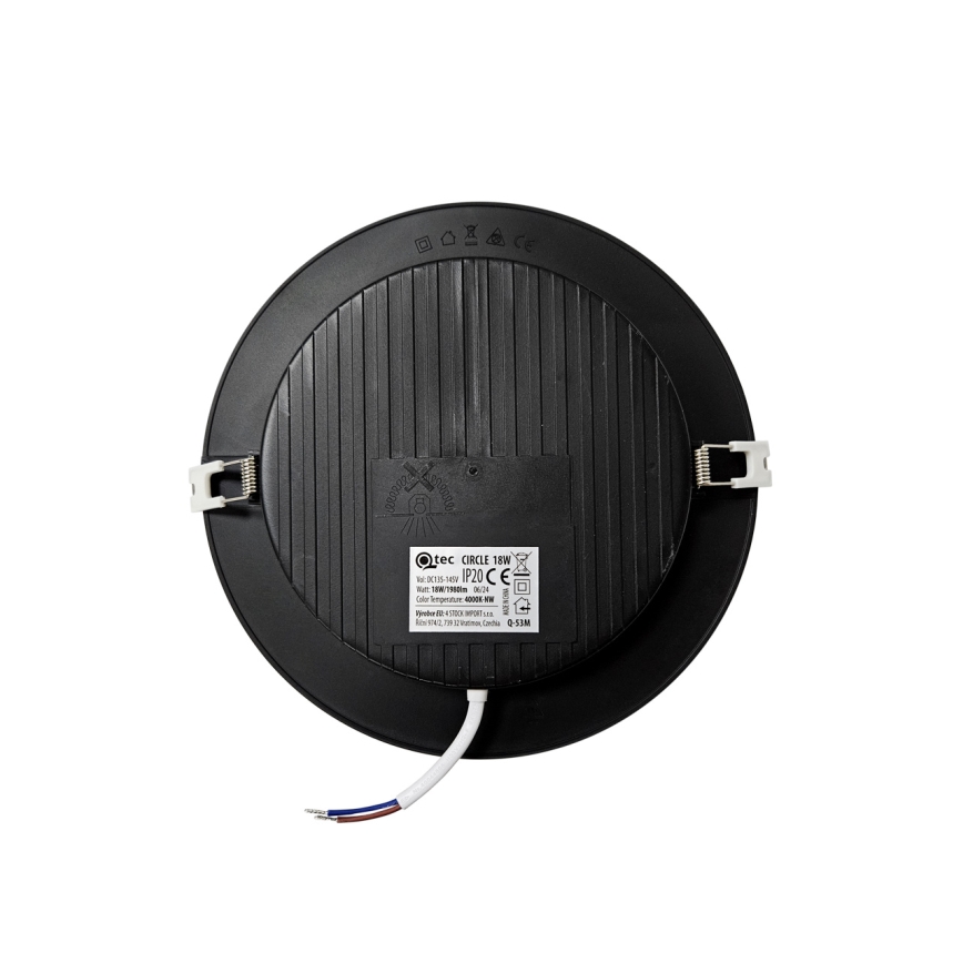 LED įleidžiamas lubinis šviestuvas CIRCLE LED/18W/230V 4000K diametras 22 cm juoda