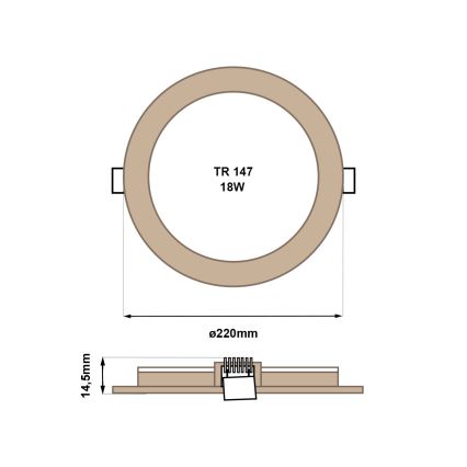 LED įleidžiamas lubinis šviestuvas CIRCLE LED/18W/230V 4200K diametras 22 cm ruda