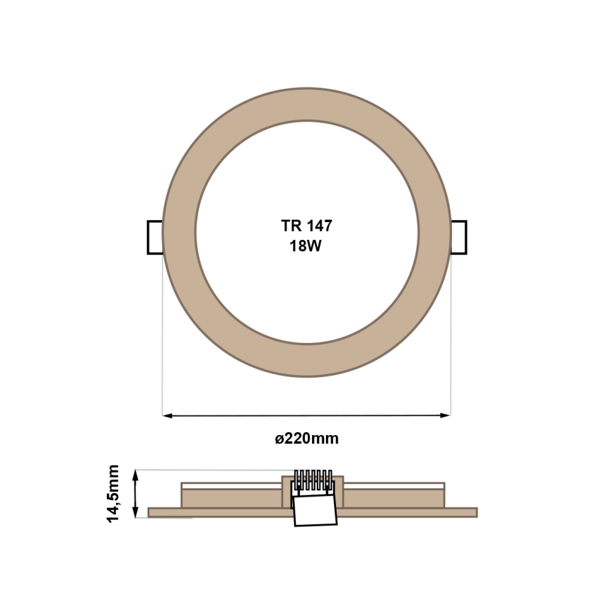 LED įleidžiamas lubinis šviestuvas CIRCLE LED/18W/230V 4200K diametras 22 cm ruda