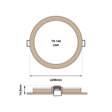 LED įleidžiamas lubinis šviestuvas CIRCLE LED/24W/230V 4200K diametras 29,6 cm ruda