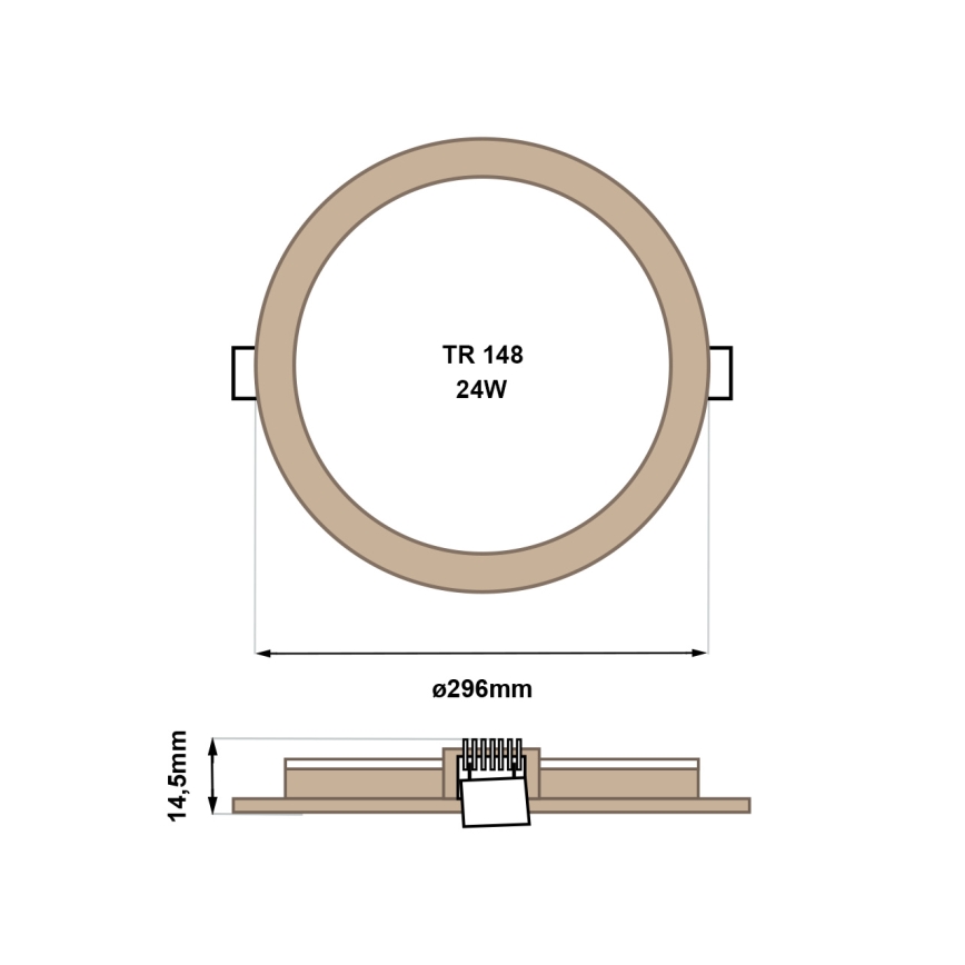 LED įleidžiamas lubinis šviestuvas CIRCLE LED/24W/230V 4200K diametras 29,6 cm ruda