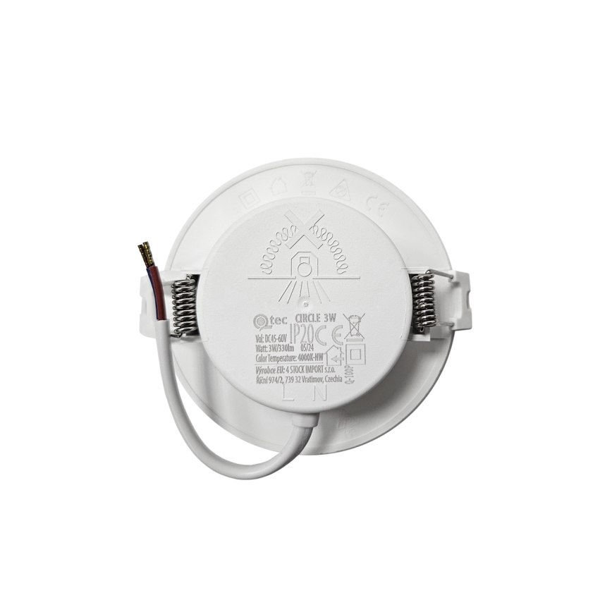 LED įleidžiamas lubinis šviestuvas CIRCLE LED/3W/230V 4000K diametras 9 cm balta