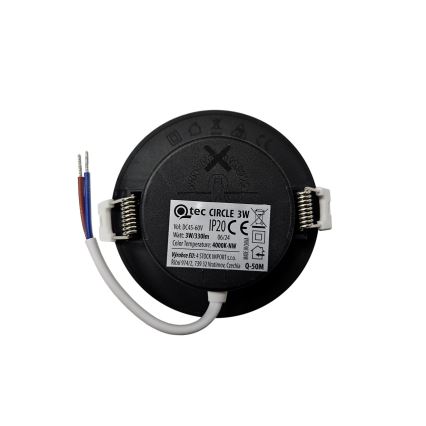 LED įleidžiamas lubinis šviestuvas CIRCLE LED/3W/230V 4000K diametras 9 cm juoda