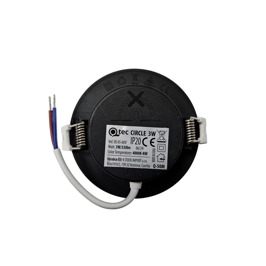 LED įleidžiamas lubinis šviestuvas CIRCLE LED/3W/230V 4000K diametras 9 cm juoda