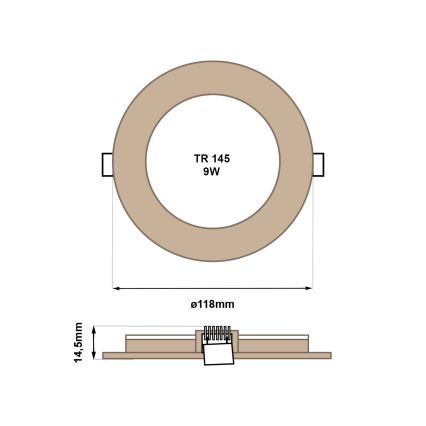 LED įleidžiamas lubinis šviestuvas CIRCLE LED/6W/230V 4200K diametras 11,8 cm ruda