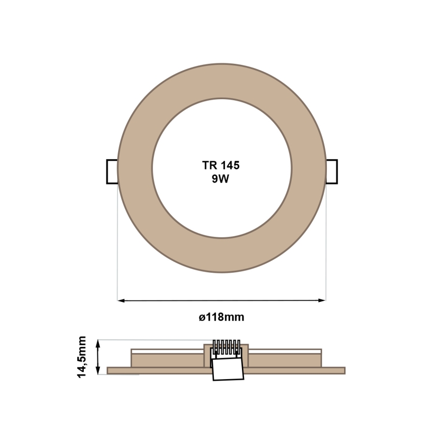LED įleidžiamas lubinis šviestuvas CIRCLE LED/6W/230V 4200K diametras 11,8 cm ruda