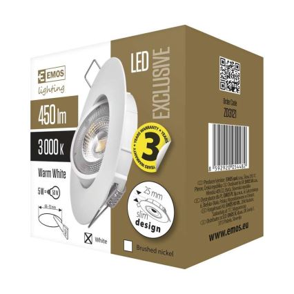 LED įleidžiamas lubinis šviestuvas EXCLUSIVE LED/5W/230V 3000 K balta