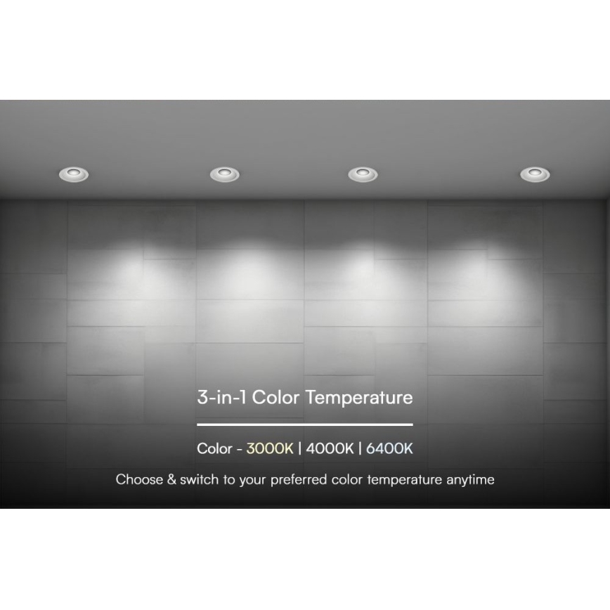 LED įleidžiamas lubinis šviestuvas LED/18W/230V 3000/4000/6400K diametras 10,6 cm balta