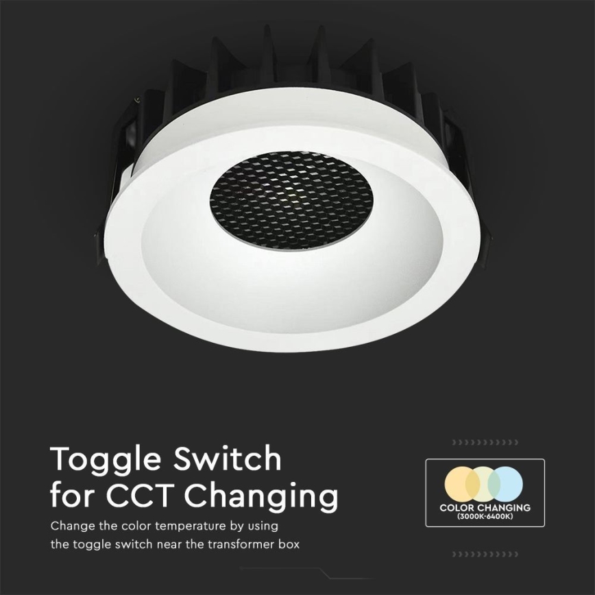 LED įleidžiamas lubinis šviestuvas LED/18W/230V 3000/4000/6400K diametras 10,6 cm balta