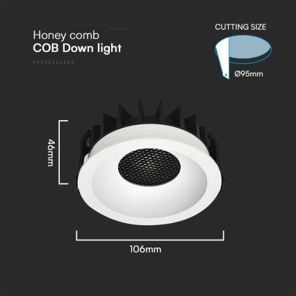 LED įleidžiamas lubinis šviestuvas LED/18W/230V 3000/4000/6400K diametras 10,6 cm balta